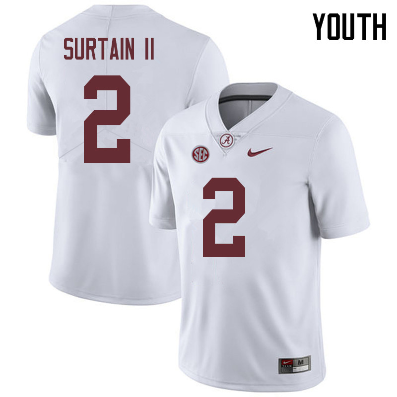 Alabama Crimson Tide Youth Patrick Surtain II #2 White NCAA Nike Authentic Stitched 2018 College Football Jersey RJ16T75FY